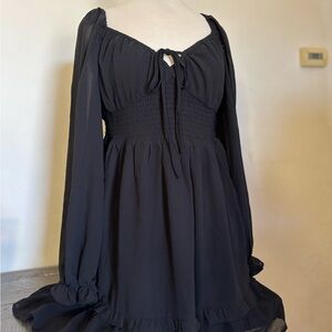 She + Sky Black Dress with Tie Detail